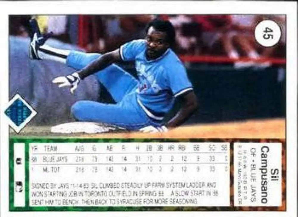 1989 Upper Deck #45 Sil Campusano NM-MT RC Rookie Toronto Blue Jays Baseball Card - Baseball Card Single