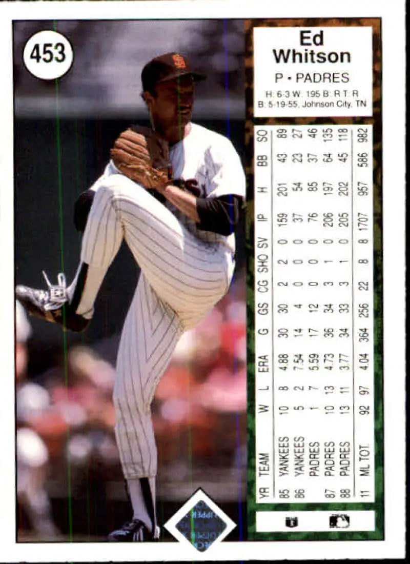1989 Upper Deck #453 Ed Whitson NM-MT San Diego Padres Baseball Card - Baseball Card Single