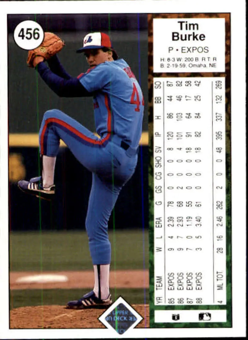 1989 Upper Deck #456 Tim Burke NM-MT Montreal Expos Baseball Card - Baseball Card Single