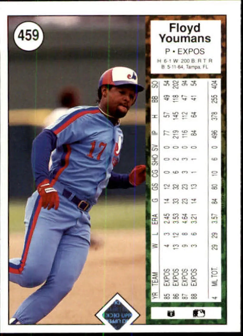 1989 Upper Deck #459 Floyd Youmans NM-MT Montreal Expos Baseball Card - Baseball Card Single