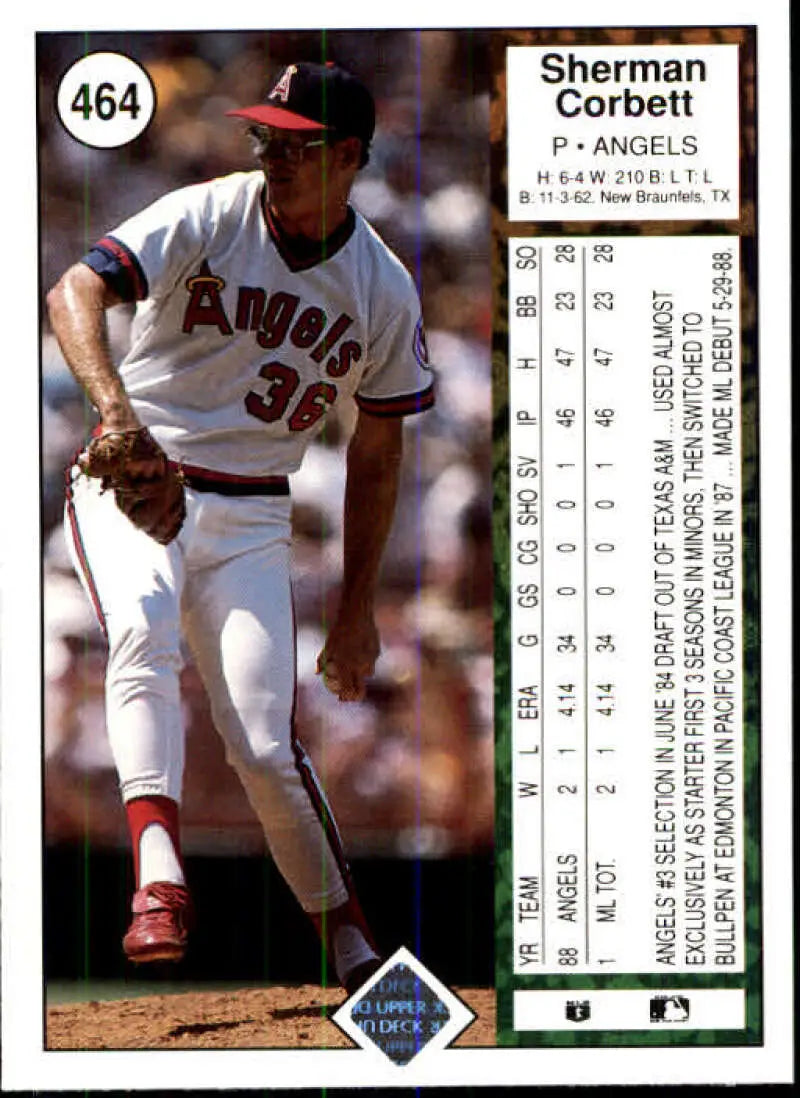 1989 Upper Deck #464 Sherman Corbett NM-MT RC Rookie California Angels Baseball Card - Baseball Card Single