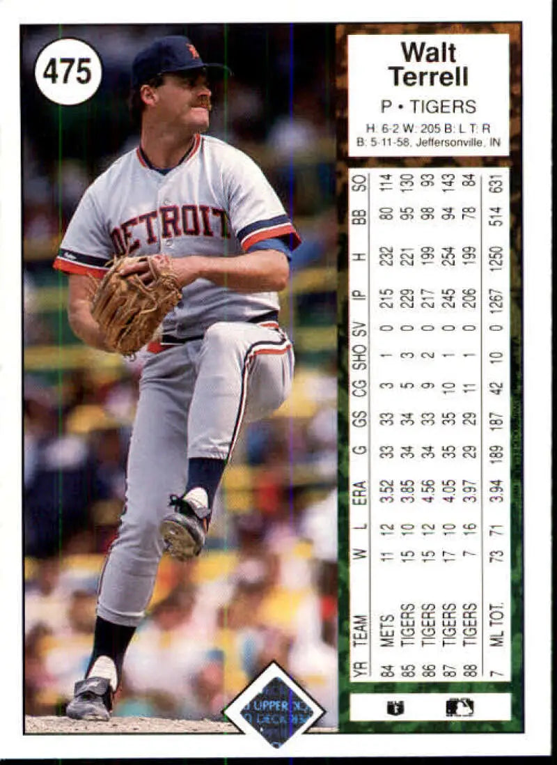 1989 Upper Deck #475 Walt Terrell NM-MT Detroit Tigers Baseball Card - Baseball Card Single