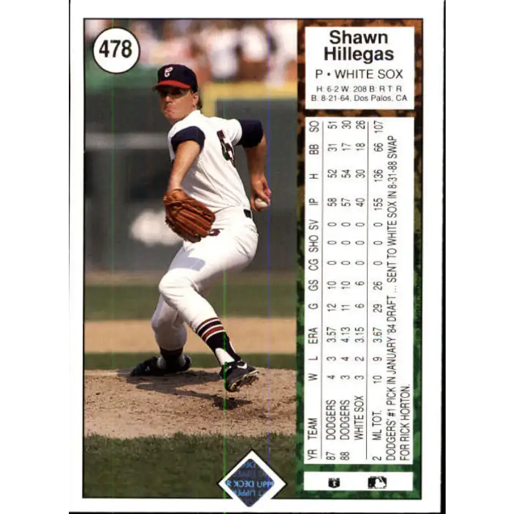 1989 Upper Deck #478 Shawn Hillegas NM-MT Chicago White Sox Baseball Card - Baseball Card Single