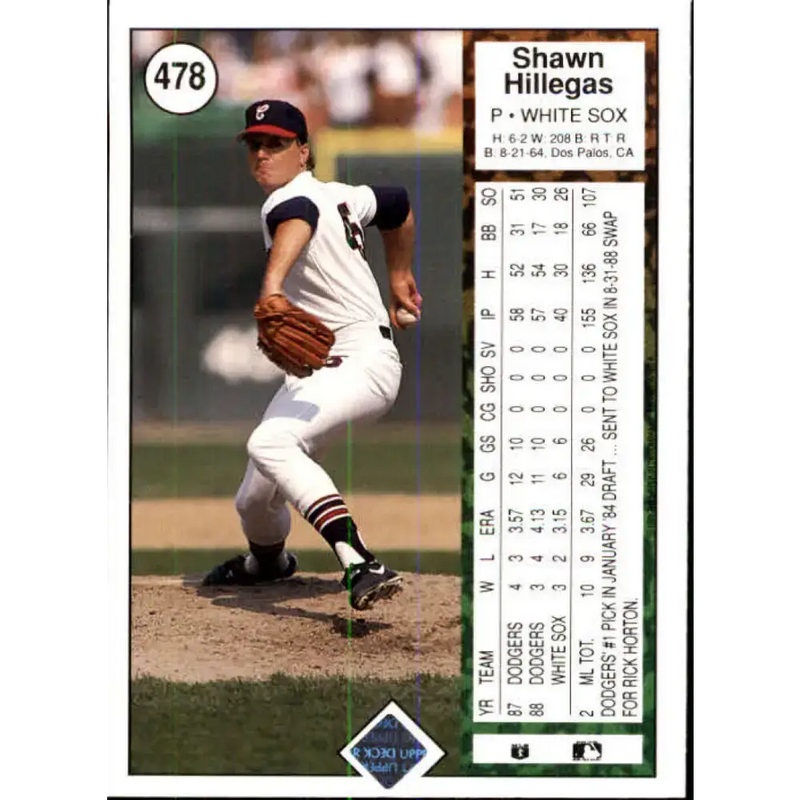 1989 Upper Deck #478 Shawn Hillegas NM-MT Chicago White Sox Baseball Card - Baseball Card Single