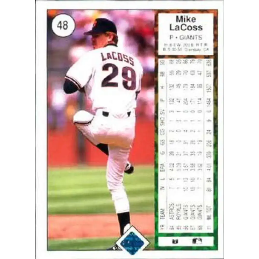 1989 Upper Deck #48 Mike LaCoss NM-MT San Francisco Giants Baseball Card - Baseball Card Single