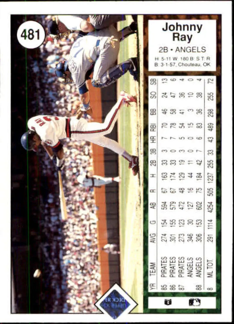 1989 Upper Deck #481 Johnny Ray NM-MT California Angels Baseball Card - Baseball Card Single