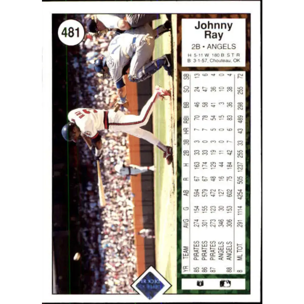 1989 Upper Deck #481 Johnny Ray NM-MT California Angels Baseball Card - Baseball Card Single