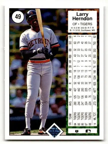 1989 Upper Deck #49 Larry Herndon Detroit Tigers Baseball Cards EX/N ID:54128 - Baseball Card Single