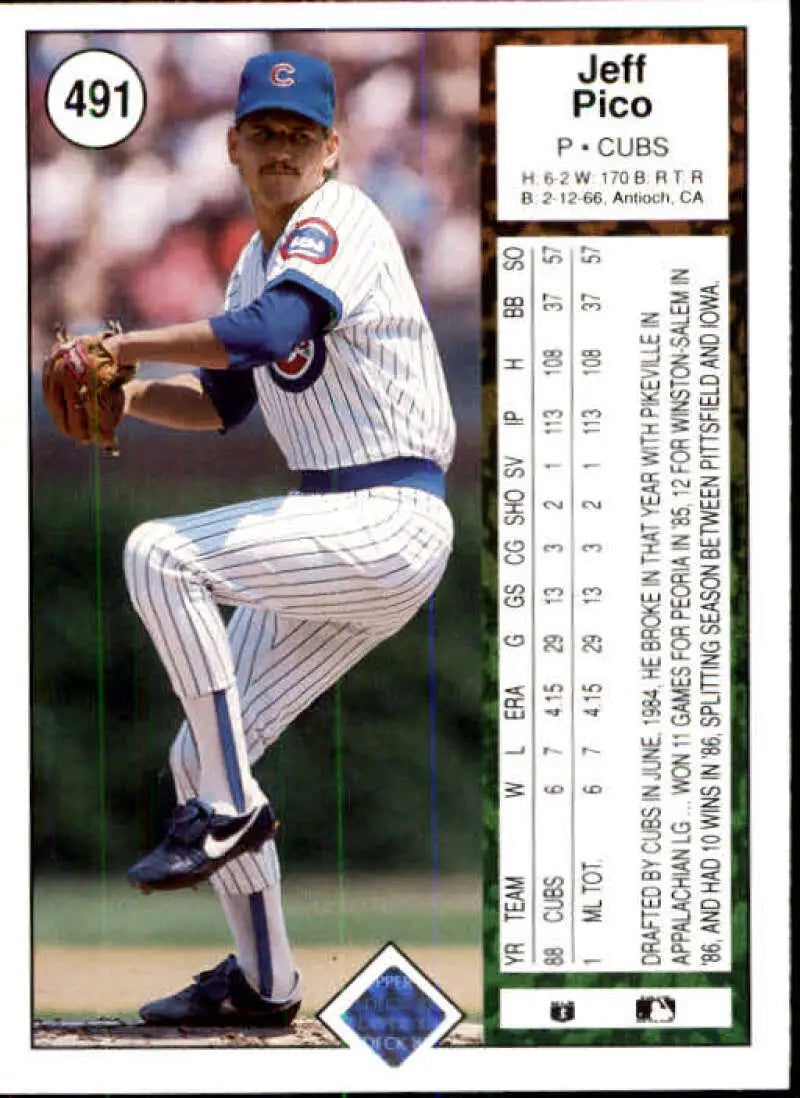 1989 Upper Deck #491 Jeff Pico NM-MT Chicago Cubs Baseball Card - Baseball Card Single