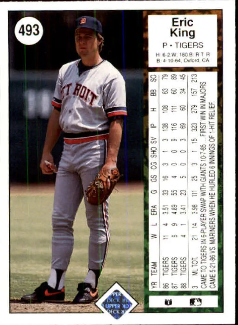 1989 Upper Deck #493 Eric King NM-MT Detroit Tigers Baseball Card - Baseball Card Single