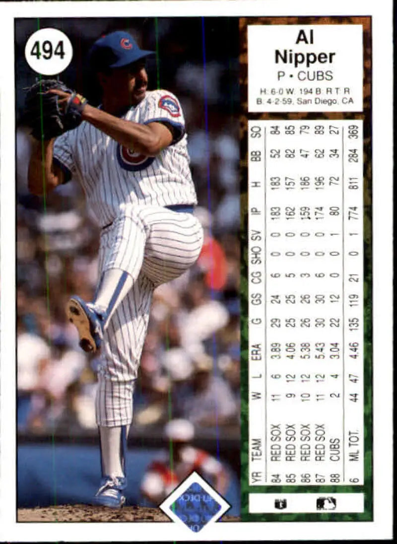1989 Upper Deck #494 Al Nipper NM-MT Chicago Cubs Baseball Card - Baseball Card Single