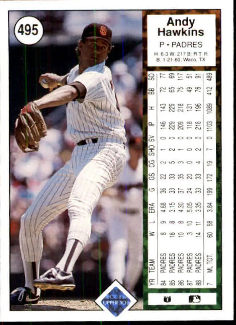 1989 Upper Deck #495 Andy Hawkins NM-MT San Diego Padres Baseball Card - Baseball Card Single