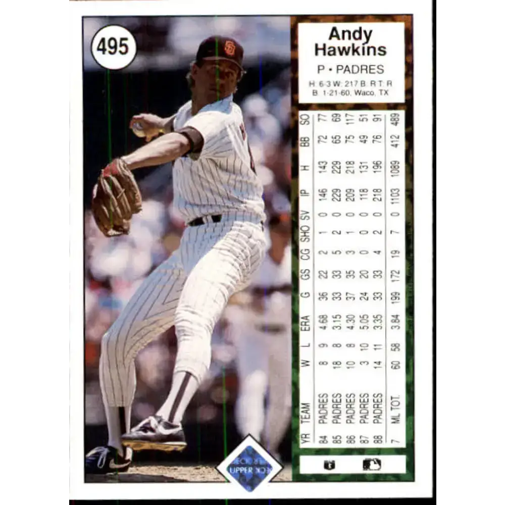 1989 Upper Deck #495 Andy Hawkins NM-MT San Diego Padres Baseball Card - Baseball Card Single