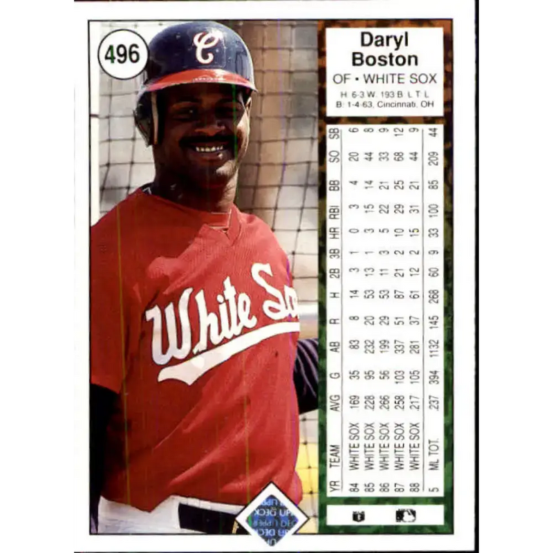 1989 Upper Deck #496 Daryl Boston NM-MT Chicago White Sox Baseball Card - Baseball Card Single