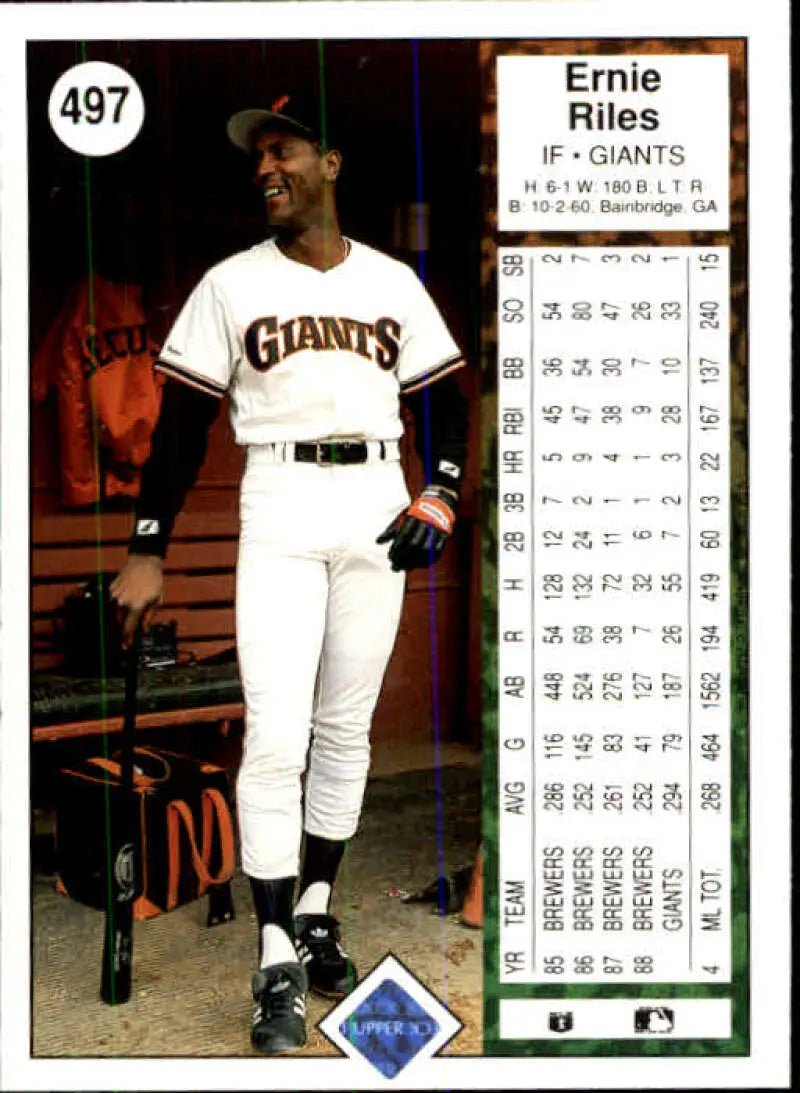 1989 Upper Deck #497 Ernest Riles NM-MT San Francisco Giants Baseball Card - Baseball Card Single