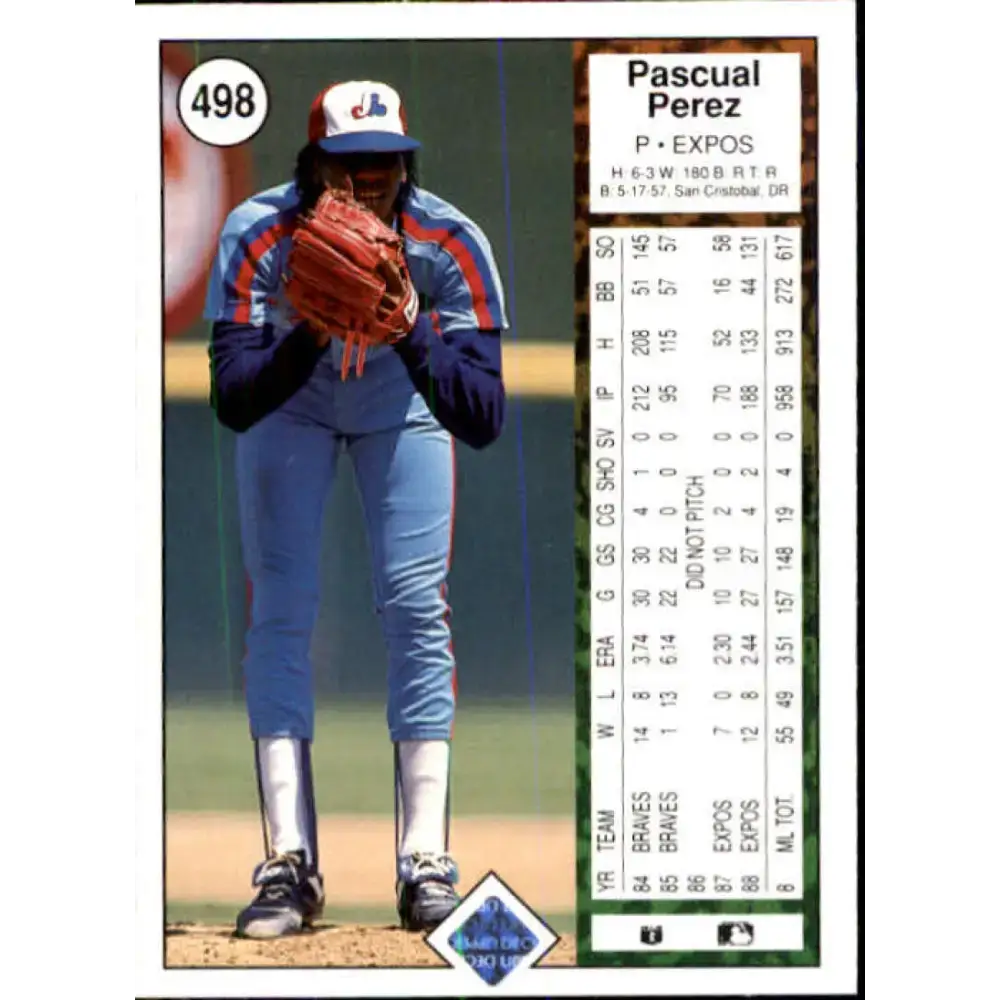 1989 Upper Deck #498 Pascual Perez NM-MT Montreal Expos Baseball Card - Baseball Card Single