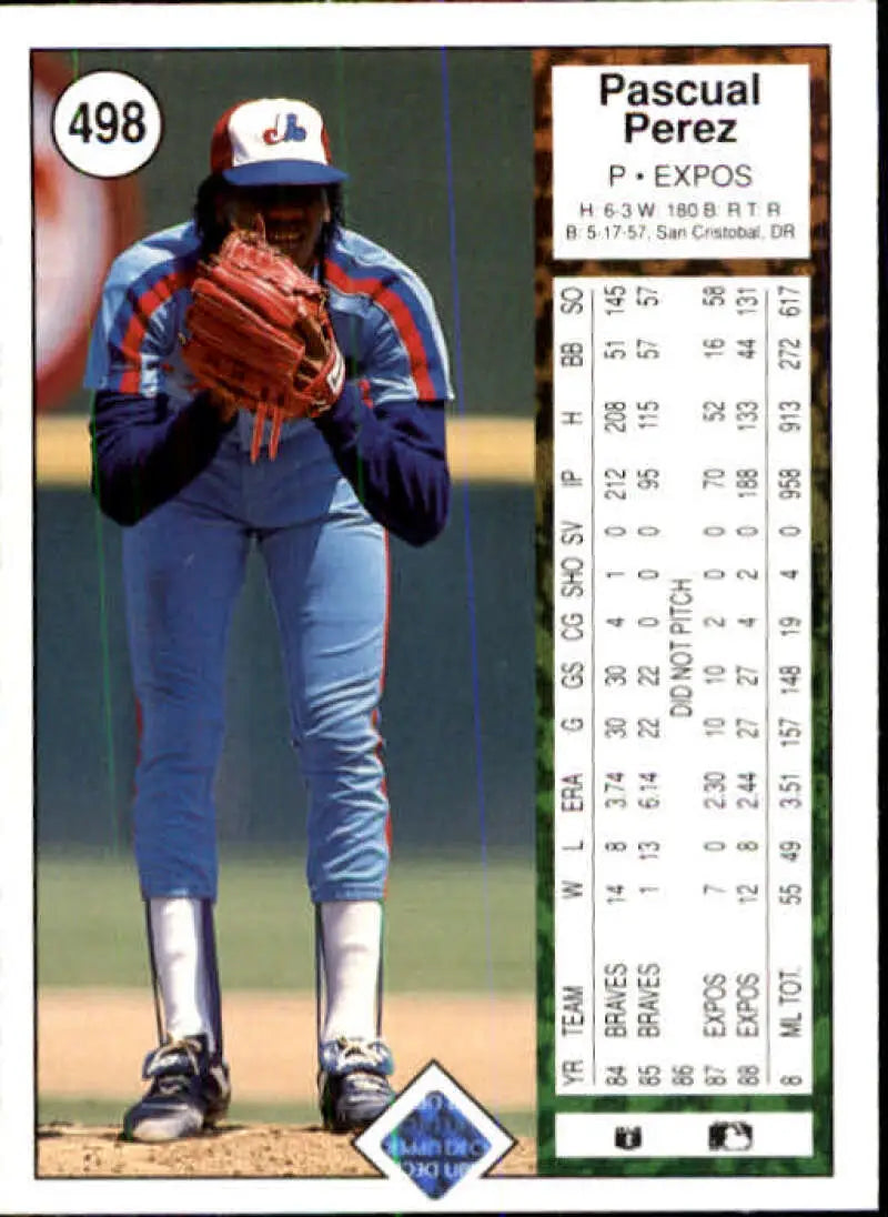1989 Upper Deck #498 Pascual Perez NM-MT Montreal Expos Baseball Card - Baseball Card Single