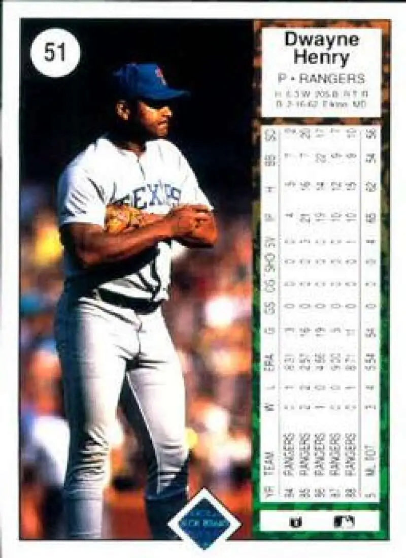 1989 Upper Deck #51 Dwayne Henry NM-MT Texas Rangers Baseball Card - Baseball Card Single