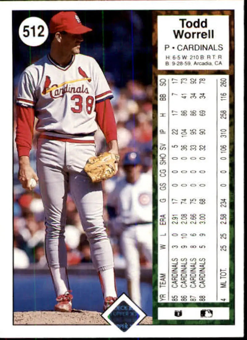 1989 Upper Deck #512 Todd Worrell NM-MT St. Louis Cardinals Baseball Card - Baseball Card Single
