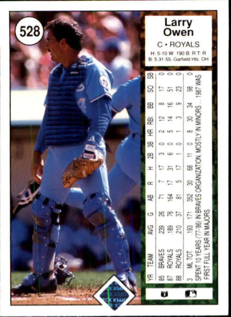 1989 Upper Deck #528 Larry Owen NM-MT Kansas City Royals Baseball Card - Baseball Card Single