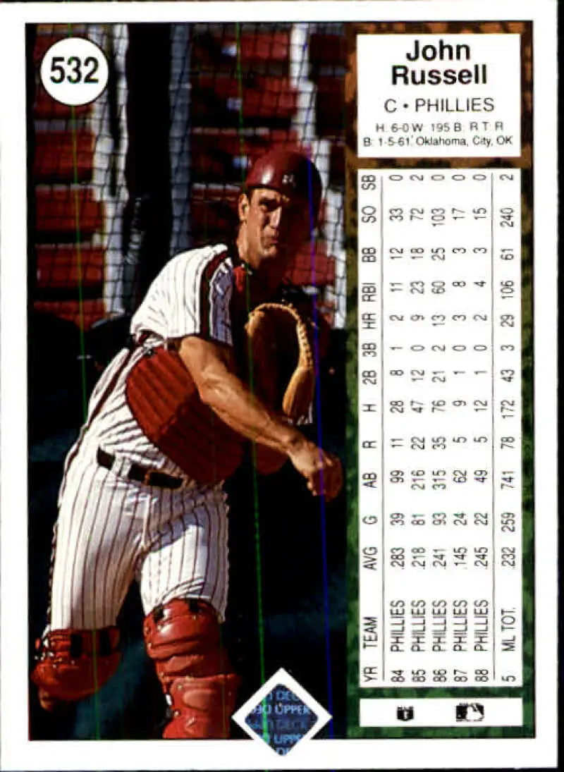 1989 Upper Deck #532 John Russell NM-MT Philadelphia Phillies Baseball Card - Baseball Card Single