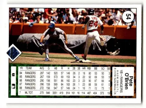 1989 Upper Deck #54 Pete O’Brien Texas Rangers Baseball Cards EX/NM ID:54103 - Baseball Card Single