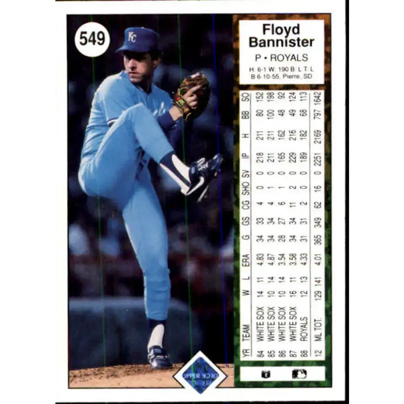1989 Upper Deck #549 Floyd Bannister NM-MT Kansas City Royals Baseball Card - Baseball Card Single