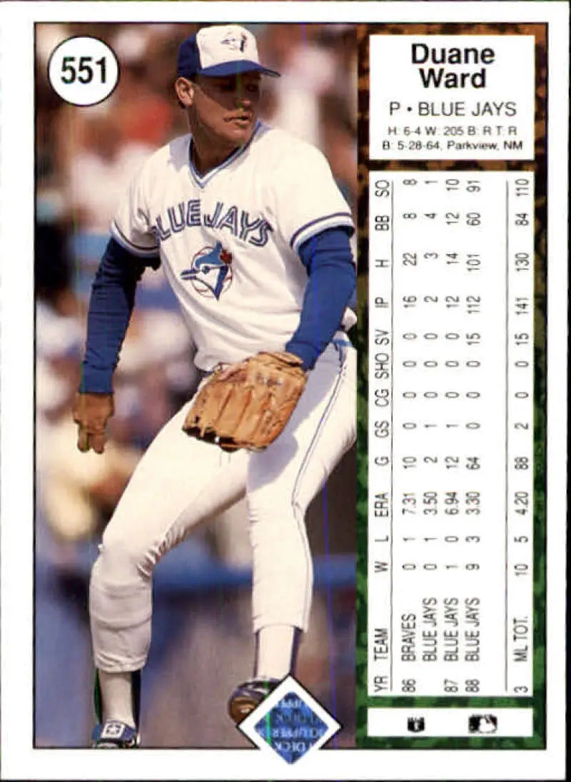 1989 Upper Deck #551 Duane Ward NM-MT Toronto Blue Jays Baseball Card - Baseball Card Single