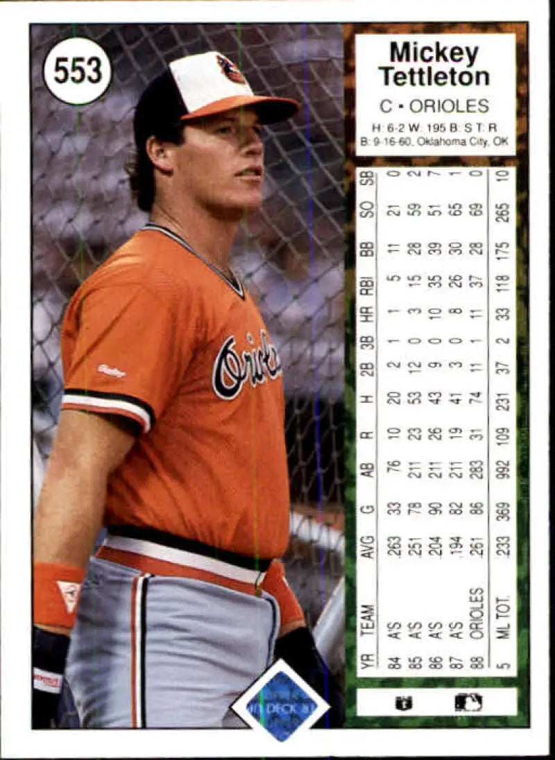 1989 Upper Deck #553 Mickey Tettleton NM-MT Baltimore Orioles Baseball Card - Baseball Card Single
