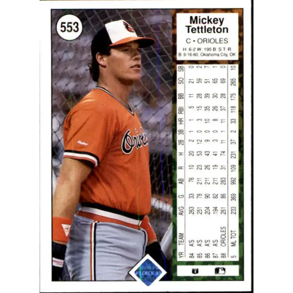 1989 Upper Deck #553 Mickey Tettleton NM-MT Baltimore Orioles Baseball Card - Baseball Card Single