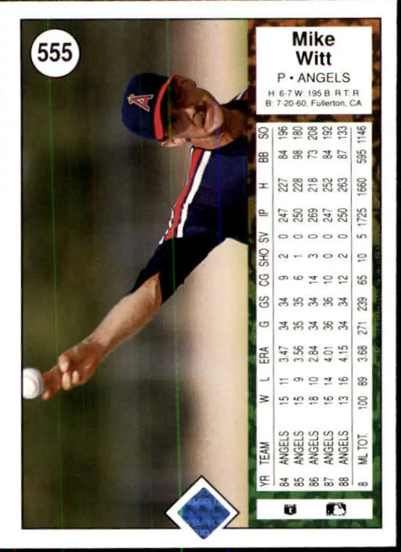 1989 Upper Deck #555 Mike Witt NM-MT California Angels Baseball Card - Baseball Card Single