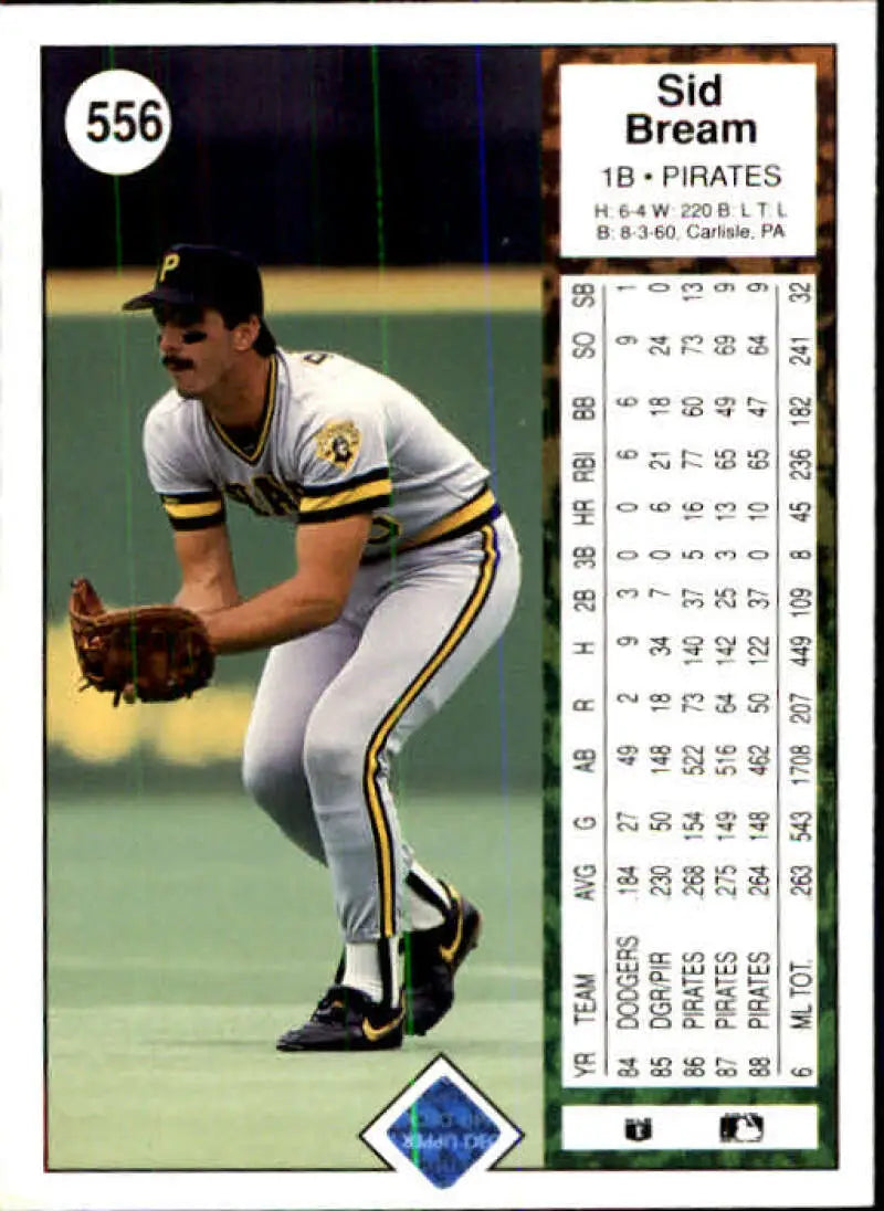 1989 Upper Deck #556 Sid Bream NM-MT Pittsburgh Pirates Baseball Card - Baseball Card Single