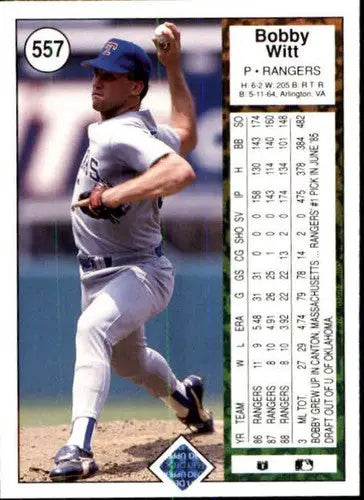 1989 Upper Deck #557 Bobby Witt NM-MT Rangers - Baseball Card Single