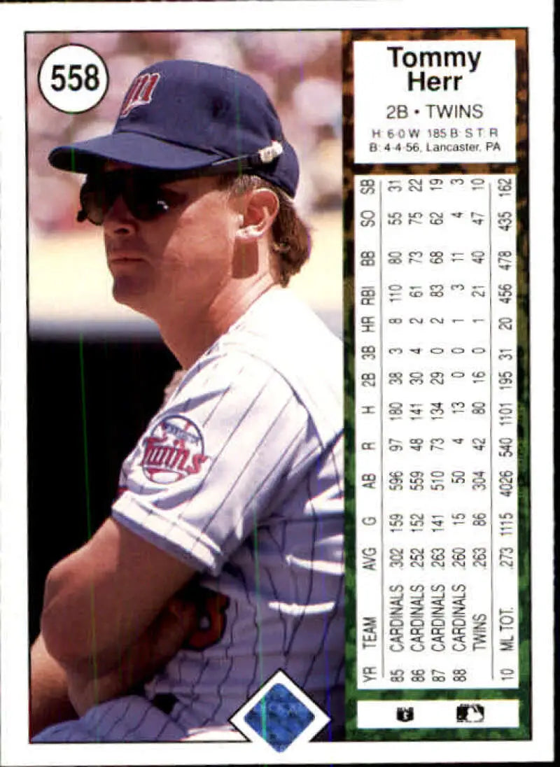 1989 Upper Deck #558 Tom Herr NM-MT Minnesota Twins Baseball Card - Baseball Card Single