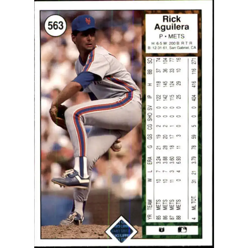 1989 Upper Deck #563 Rick Aguilera NM-MT New York Mets Baseball Card - Baseball Card Single