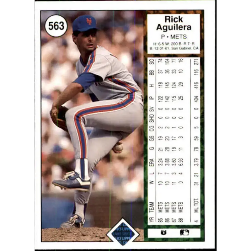 1989 Upper Deck #563 Rick Aguilera NM-MT New York Mets Baseball Card - Baseball Card Single