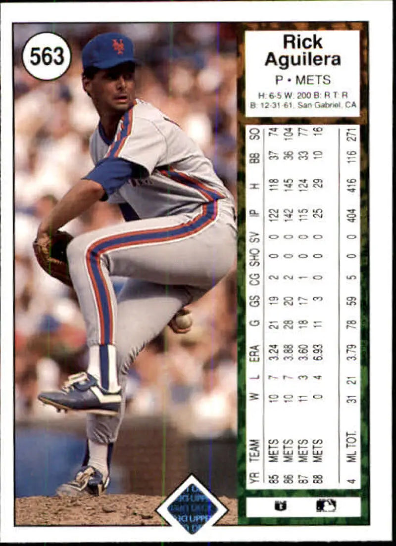 1989 Upper Deck #563 Rick Aguilera NM-MT New York Mets Baseball Card - Baseball Card Single