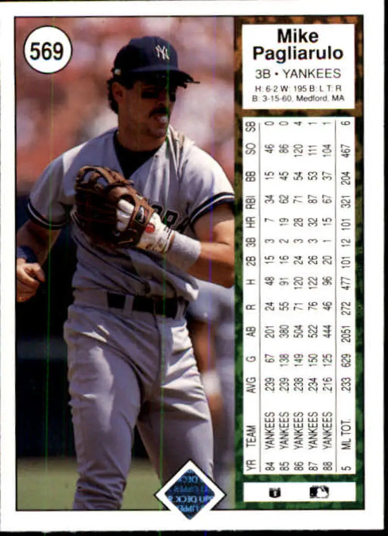 1989 Upper Deck #569 Mike Pagliarulo NM-MT New York Yankees Baseball Card - Baseball Card Single