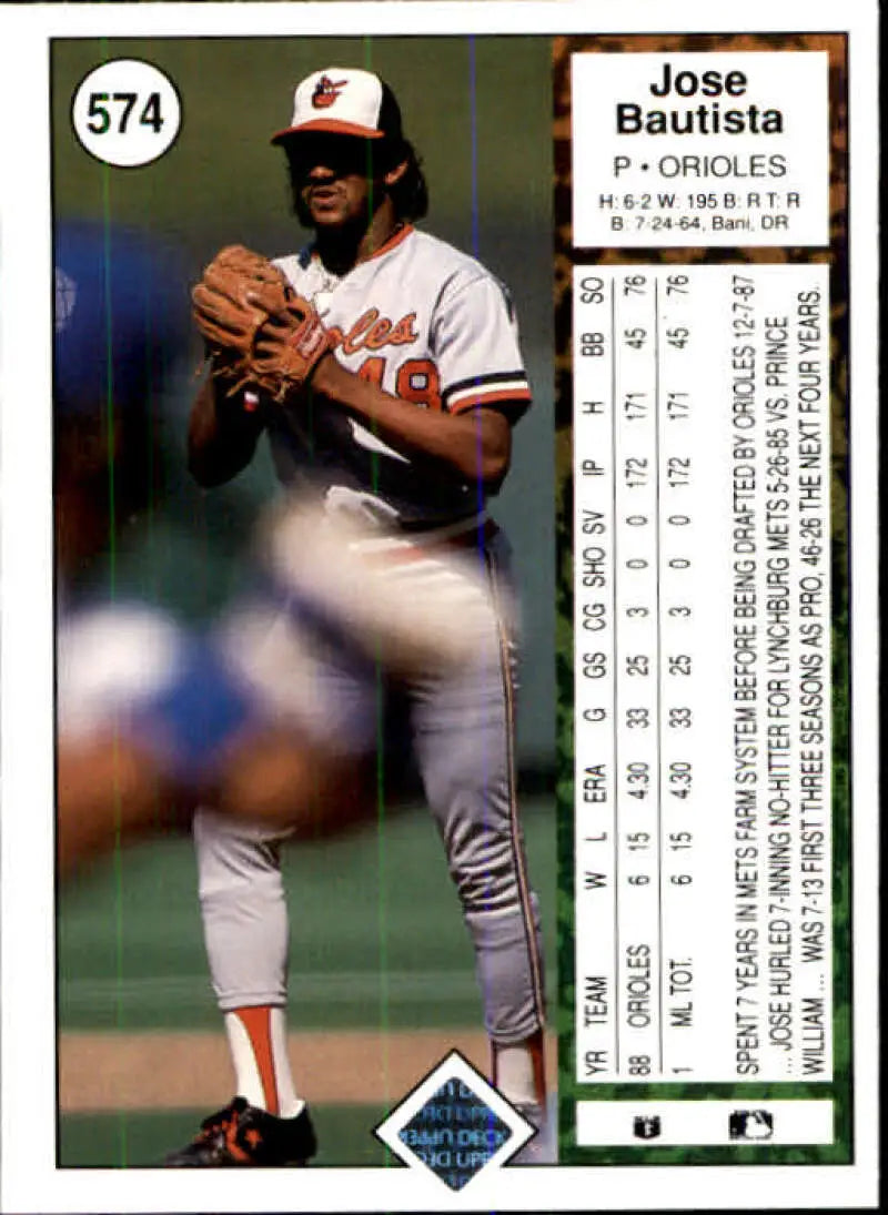 1989 Upper Deck #574 Jose Bautista NM-MT RC Rookie Baltimore Orioles Baseball Card - Baseball Card Single