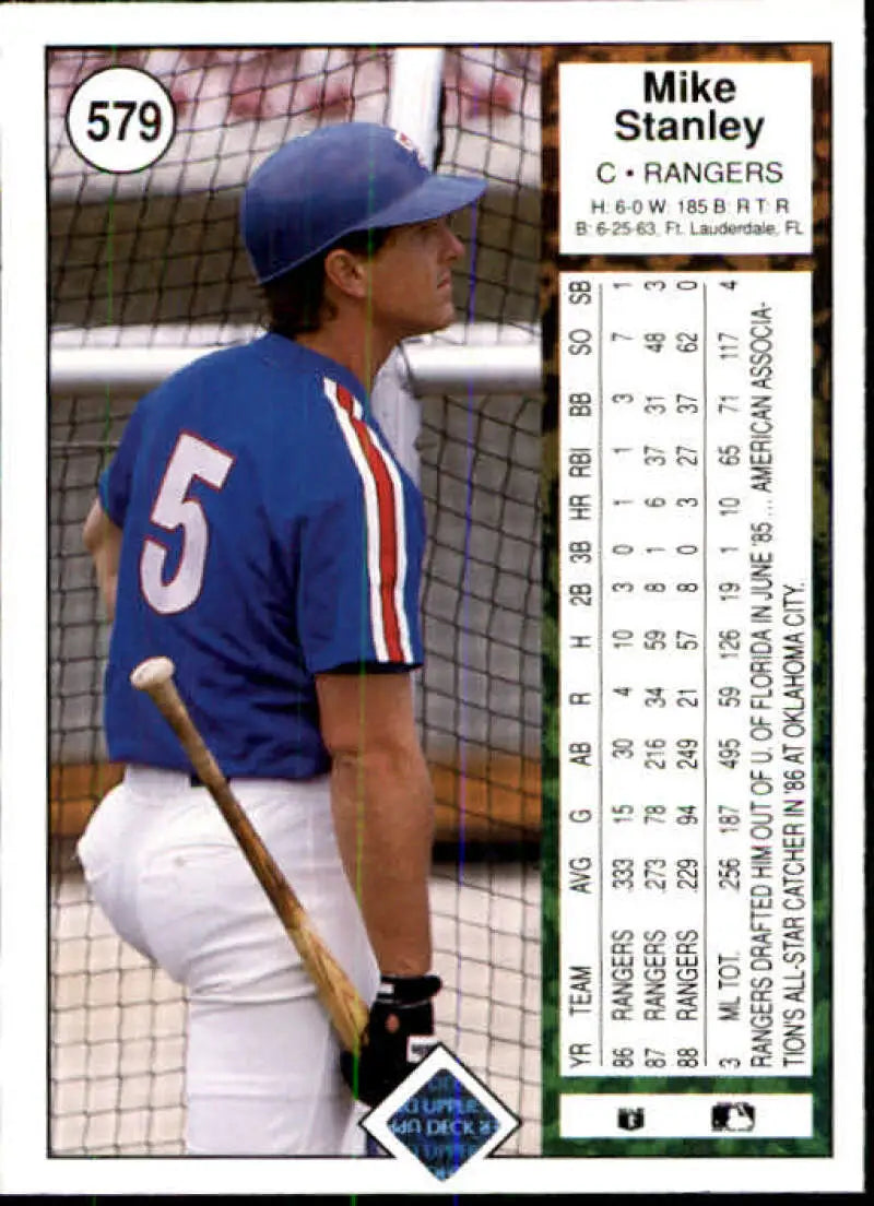 1989 Upper Deck #579 Mike Stanley NM-MT Texas Rangers Baseball Card - Baseball Card Single