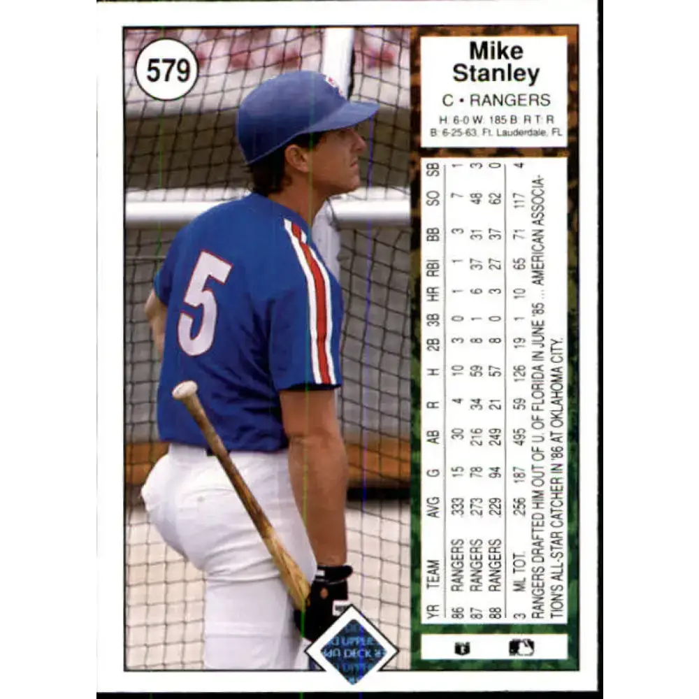 1989 Upper Deck #579 Mike Stanley NM-MT Texas Rangers Baseball Card - Baseball Card Single