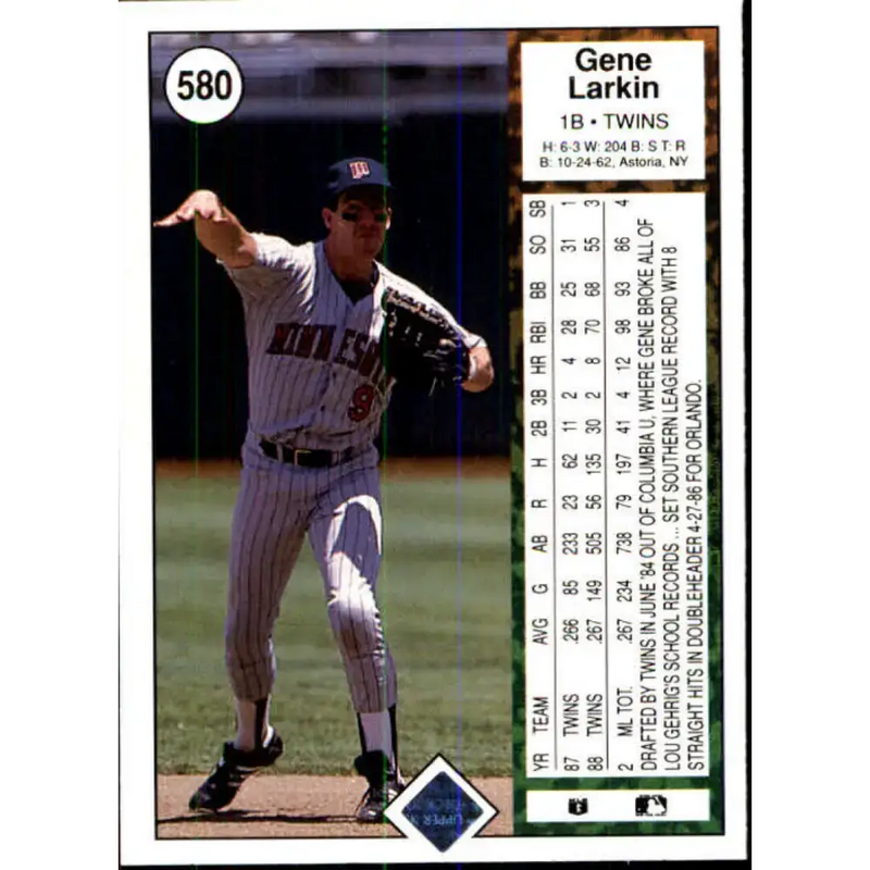 1989 Upper Deck #580 Gene Larkin NM-MT Minnesota Twins Baseball Card - Baseball Card Single