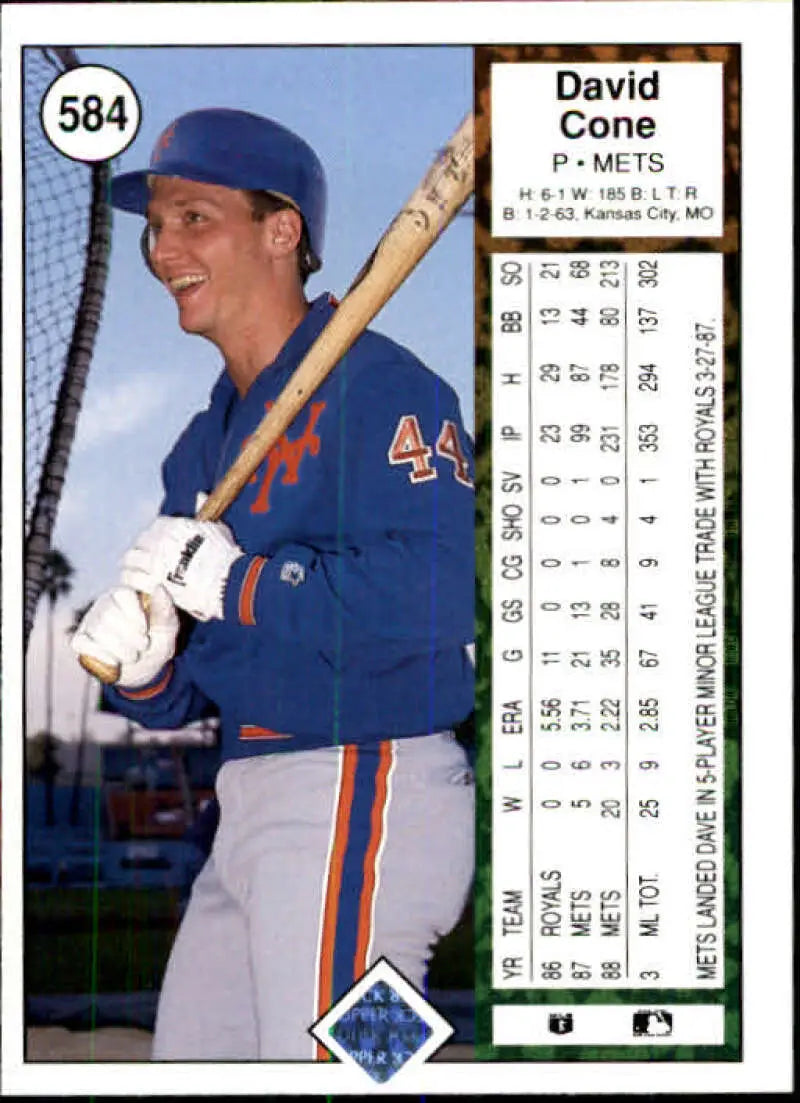 1989 Upper Deck #584 David Cone NM-MT New York Mets Baseball Card - Baseball Card Single
