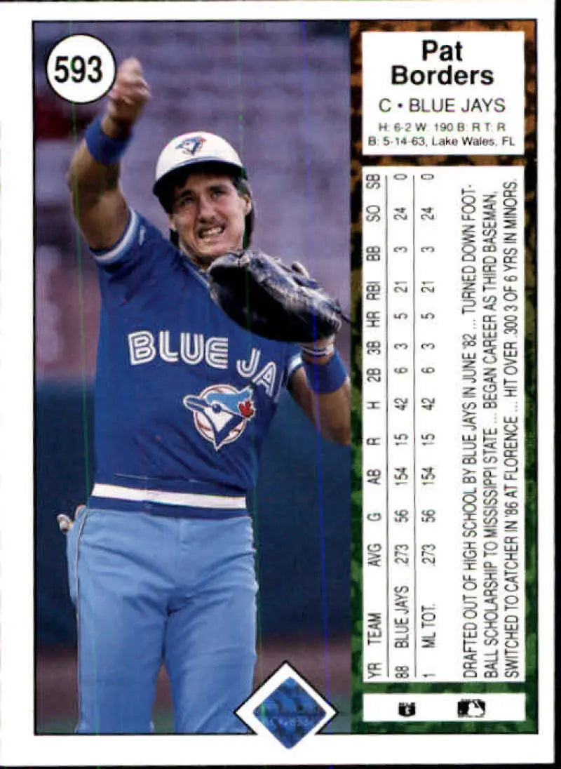 1989 Upper Deck #593 Pat Borders NM-MT RC Rookie Toronto Blue Jays Baseball Card - Baseball Card Single