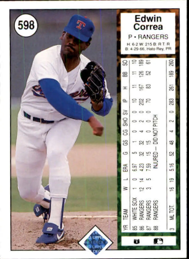 1989 Upper Deck #598 Ed Correa NM-MT Texas Rangers Baseball Card - Baseball Card Single