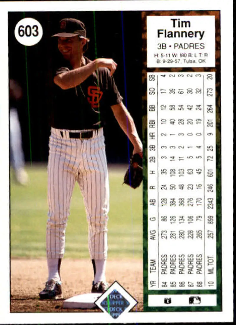 1989 Upper Deck #603 Tim Flannery NM-MT San Diego Padres Baseball Card - Baseball Card Single