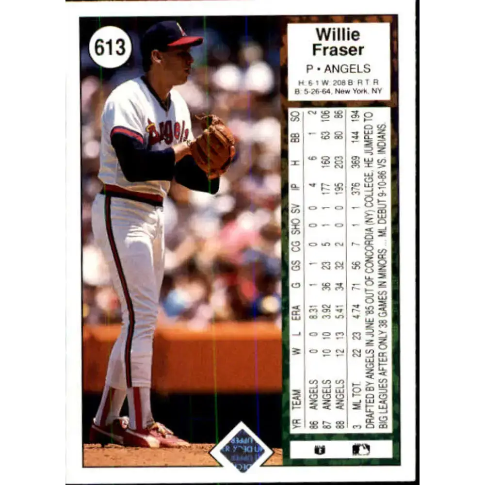 1989 Upper Deck #613 Willie Fraser NM-MT California Angels Baseball Card - Baseball Card Single