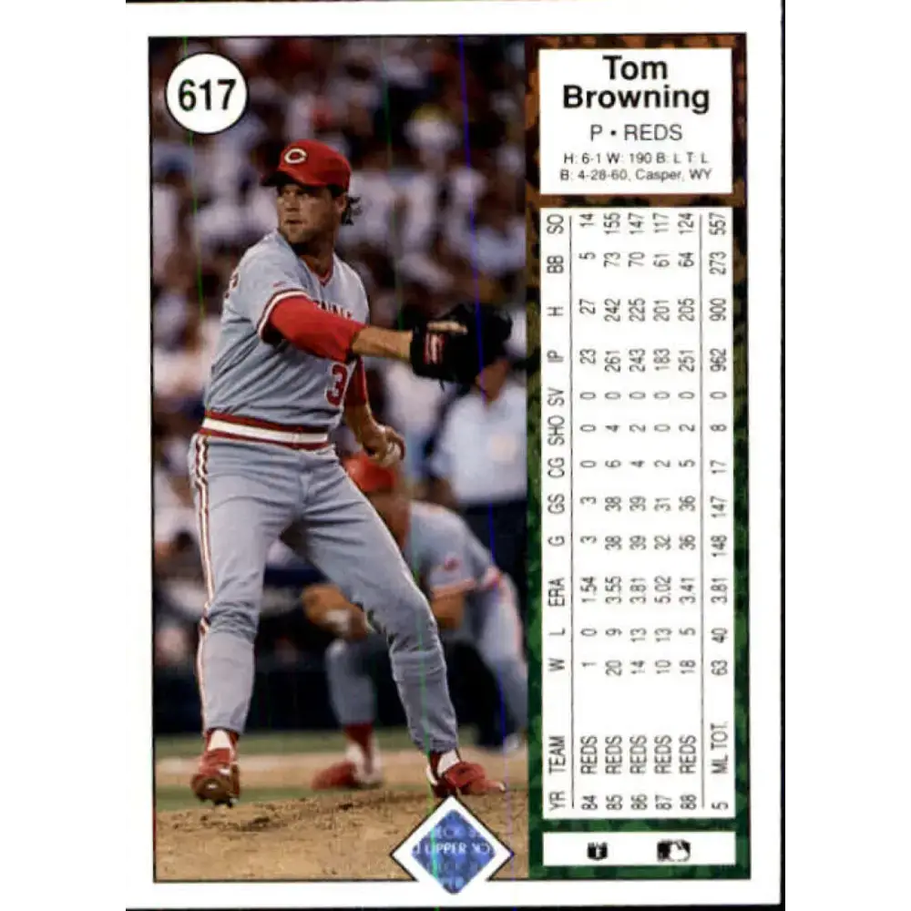 1989 Upper Deck #617 Tom Browning NM-MT Cincinnati Reds Baseball Card - Baseball Card Single
