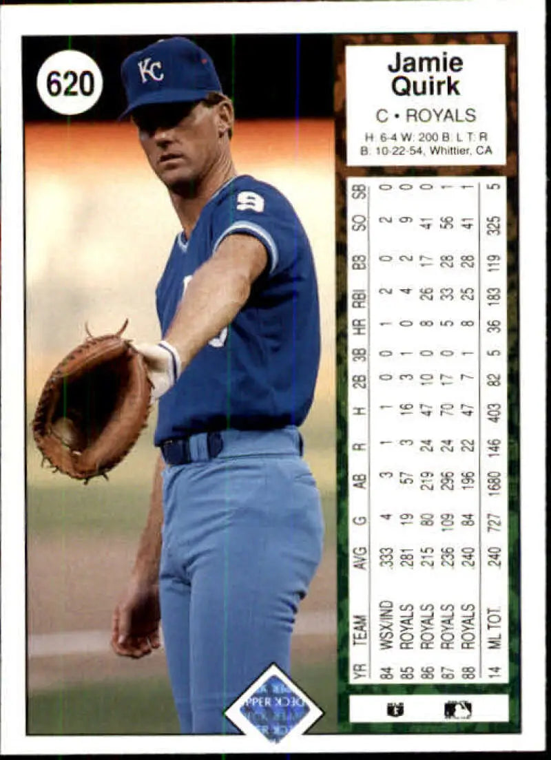 1989 Upper Deck #620 Jamie Quirk NM-MT Kansas City Royals Baseball Card - Baseball Card Single