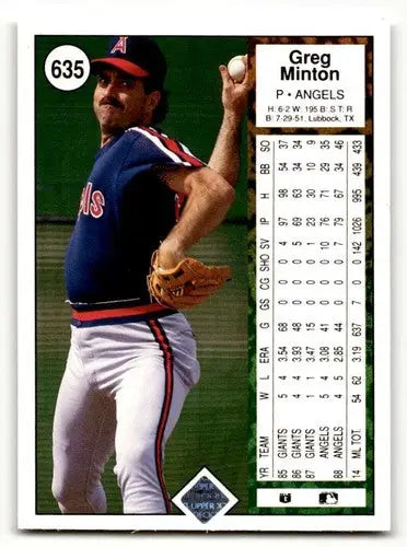 Original gloss Greg Minton California Angels baseball card from 1989 Upper Deck